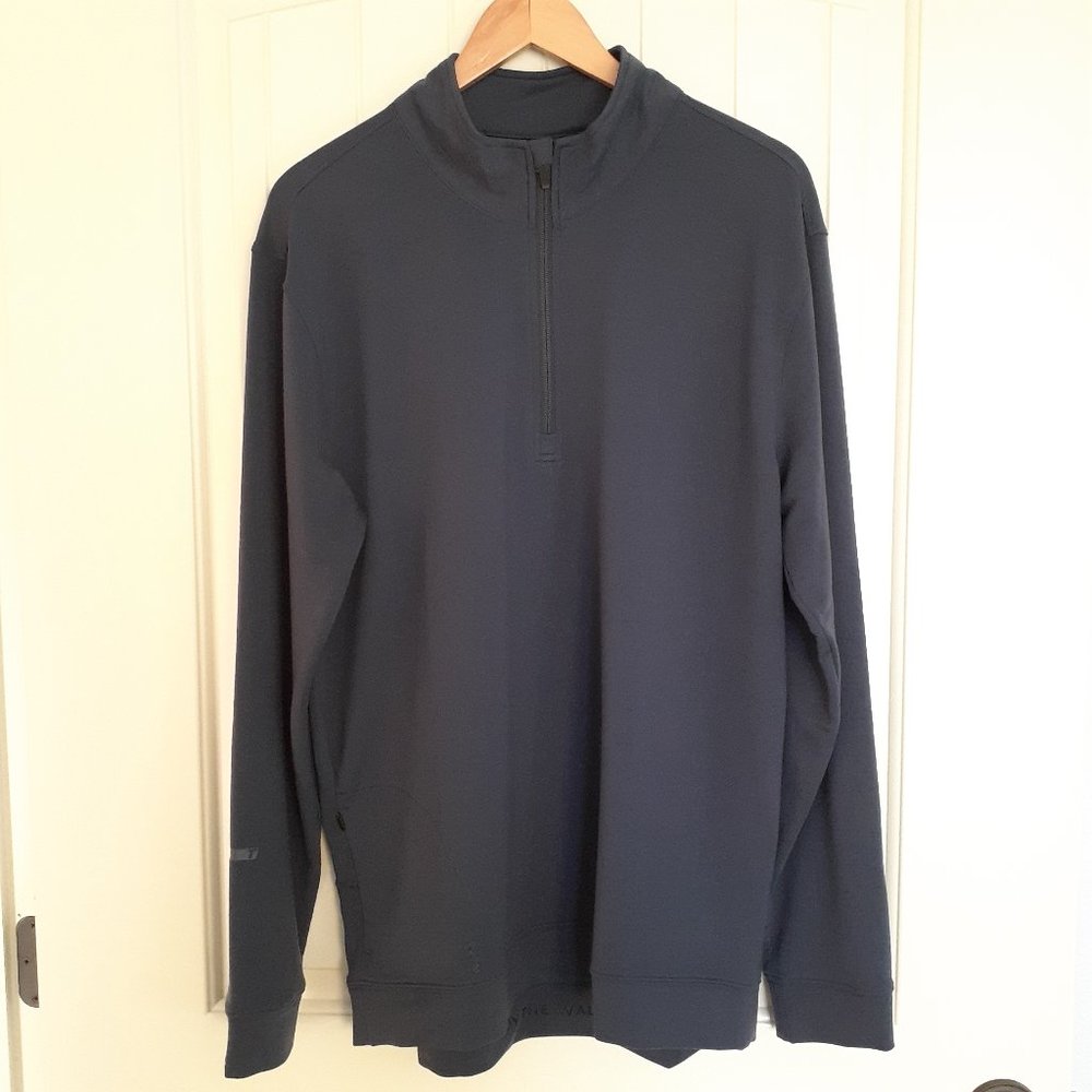 TRUE All Day Quarter Zip Long Sleeve Shirt Navy Blue Size L